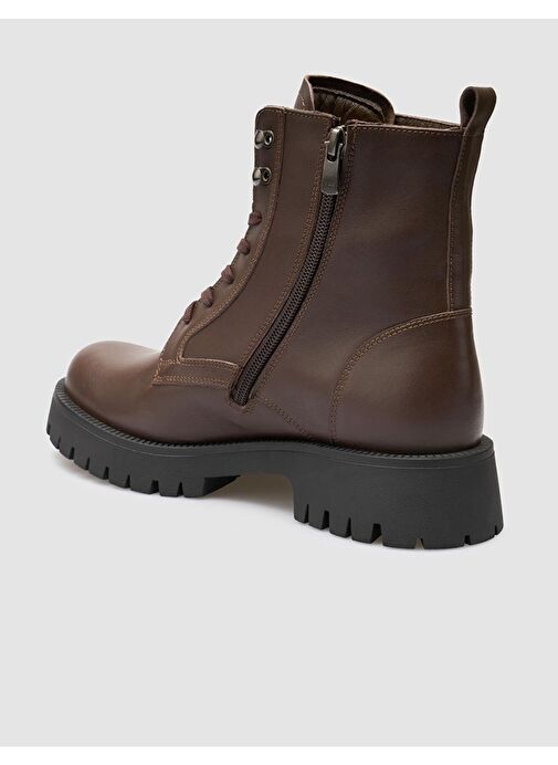 %100 Hakiki Deri Kahverengi Kadın Postal - Görsel 6