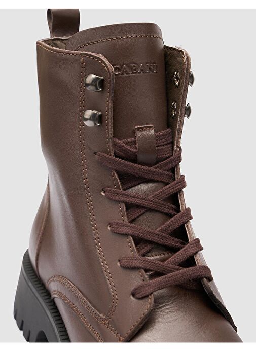 %100 Hakiki Deri Kahverengi Kadın Postal - Görsel 7