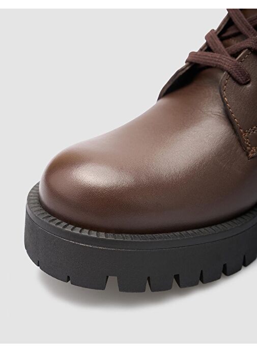 %100 Hakiki Deri Kahverengi Kadın Postal - Görsel 8