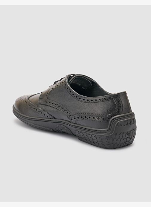 %100 Hakiki Deri Siyah Erkek Günlük Ayakkabı - Görsel 6