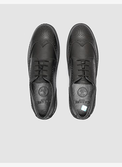 %100 Hakiki Deri Siyah Erkek Günlük Ayakkabı - Görsel 5