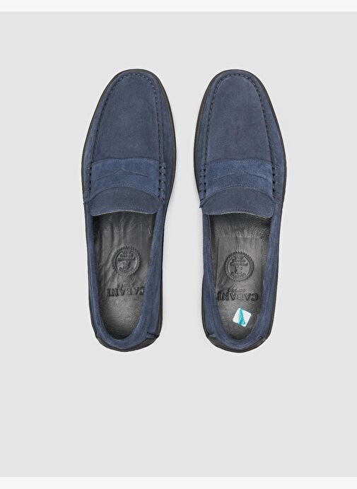 %100 Hakiki Deri Lacivert Süet Erkek Günlük Ayakkabı - Görsel 5