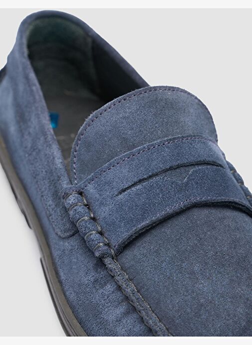 %100 Hakiki Deri Lacivert Süet Erkek Günlük Ayakkabı - Görsel 7