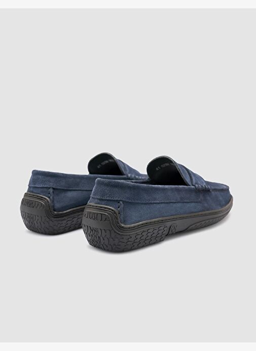 %100 Hakiki Deri Lacivert Süet Erkek Günlük Ayakkabı - Görsel 4