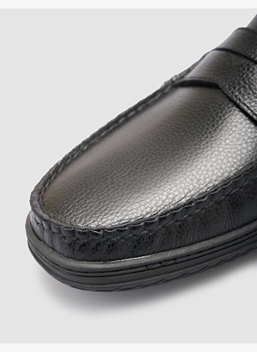 %100 Hakiki Deri Siyah Erkek Günlük Ayakkabı - Görsel 8