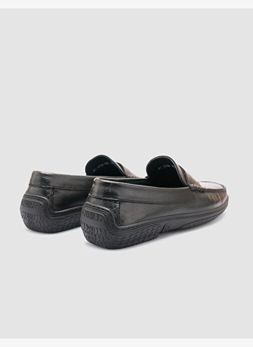 %100 Hakiki Deri Siyah Erkek Günlük Ayakkabı - Görsel 4