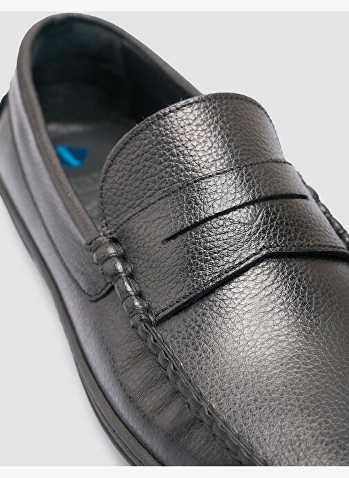 %100 Hakiki Deri Siyah Erkek Günlük Ayakkabı - Görsel 7