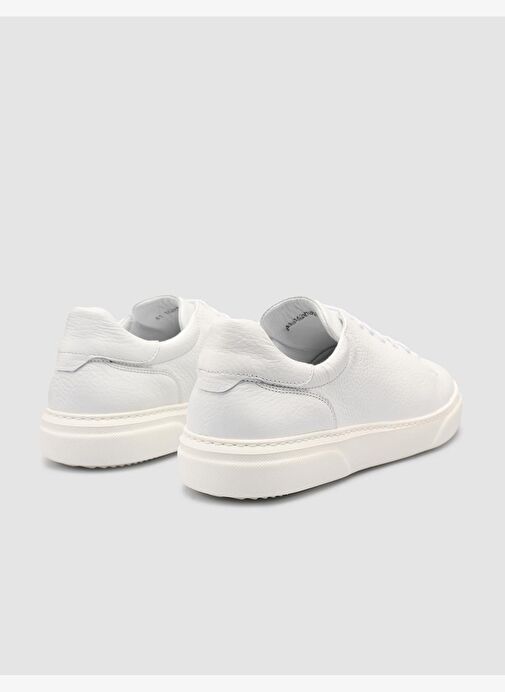 %100 Hakiki Deri Beyaz Erkek Sneaker - Görsel 4