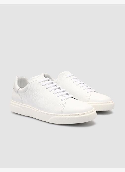 %100 Hakiki Deri Beyaz Erkek Sneaker - Görsel 3