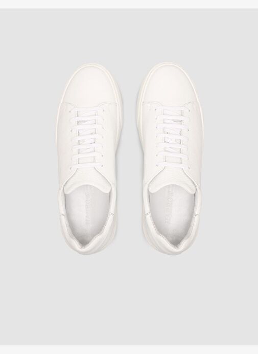 %100 Hakiki Deri Beyaz Erkek Sneaker - Görsel 5