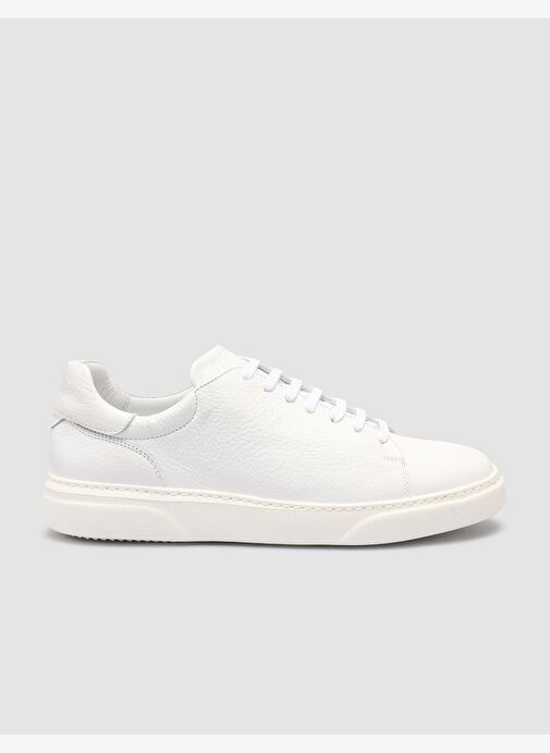 %100 Hakiki Deri Beyaz Erkek Sneaker - Görsel 2