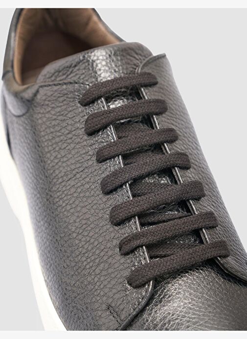 %100 Hakiki Deri Siyah Erkek Sneaker - Görsel 7