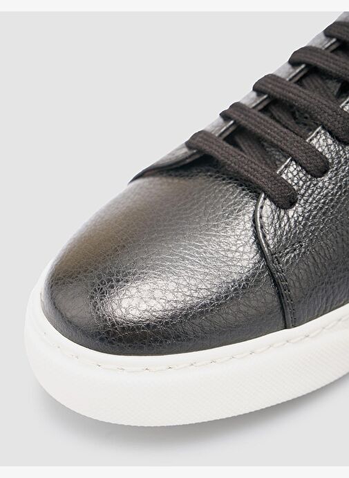 %100 Hakiki Deri Siyah Erkek Sneaker - Görsel 8