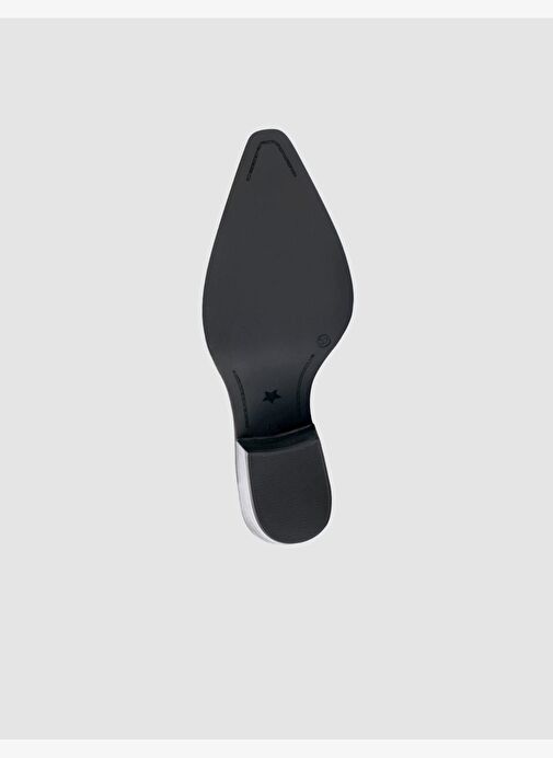 %100 Hakiki Deri Siyah Kadın Kovboy Terlik - Görsel 9