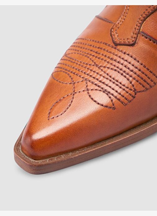 %100 Hakiki Deri Taba Kadın Kovboy Terlik - Görsel 8