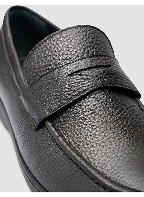 %100 Hakiki Deri Siyah Erkek Loafer - Görsel 7
