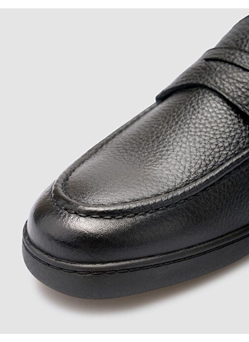 %100 Hakiki Deri Siyah Erkek Loafer - Görsel 8