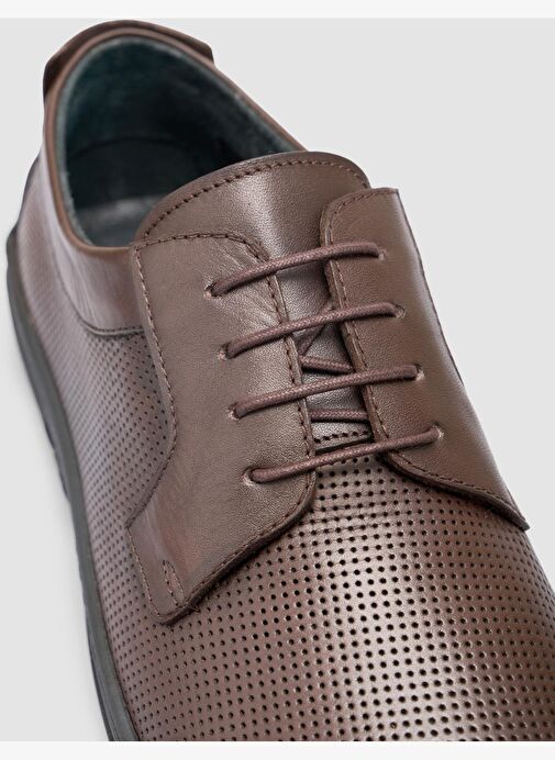 %100 Hakiki Deri Kahverengi Erkek Günlük Ayakkabı - Görsel 7