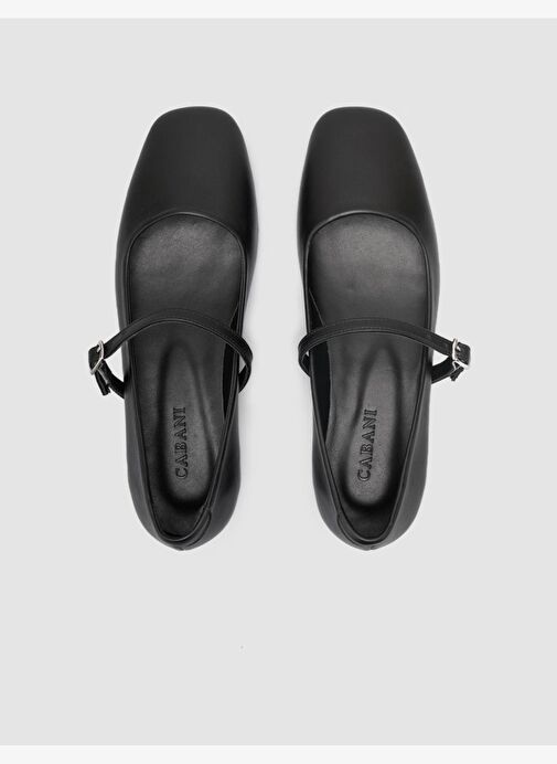 %100 Hakiki Deri Siyah Kadın Babet - Görsel 5