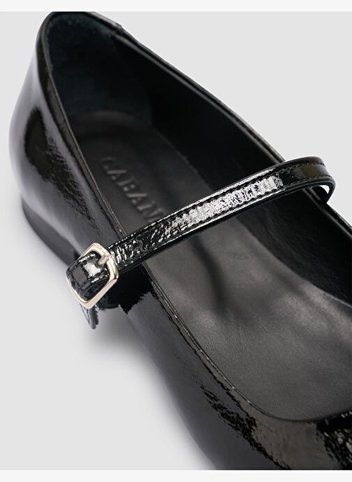 %100 Hakiki Deri Siyah Rugan Kadın Babet - Görsel 7