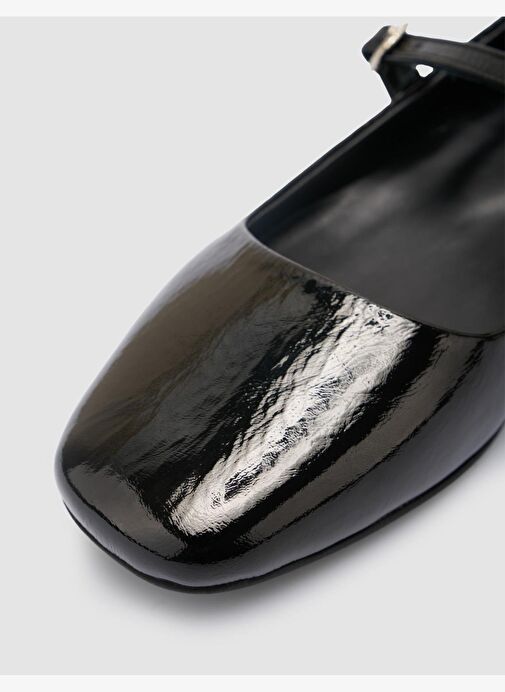 %100 Hakiki Deri Siyah Rugan Kadın Babet - Görsel 8