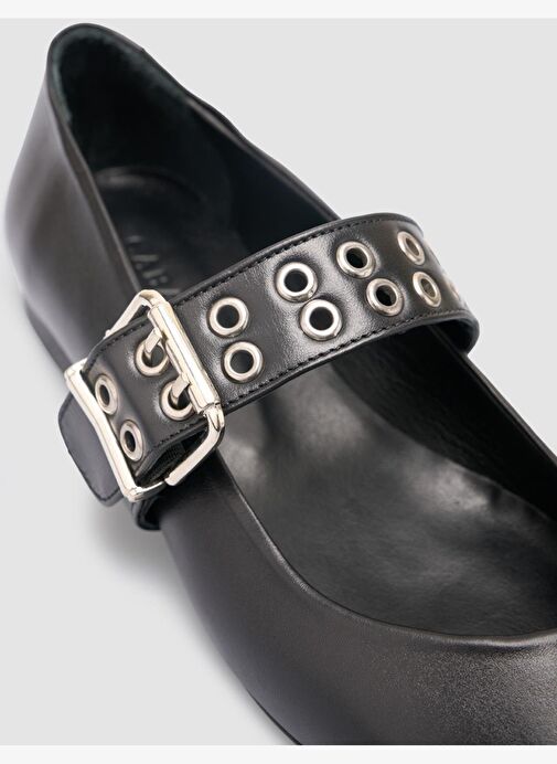 %100 Hakiki Deri Siyah Kadın Babet - Görsel 7