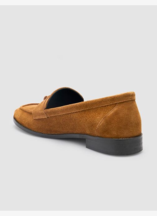 %100 Hakiki Deri Taba Süet Kadın Loafer - Görsel 6