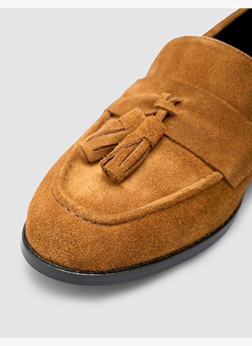 %100 Hakiki Deri Taba Süet Kadın Loafer - Görsel 8