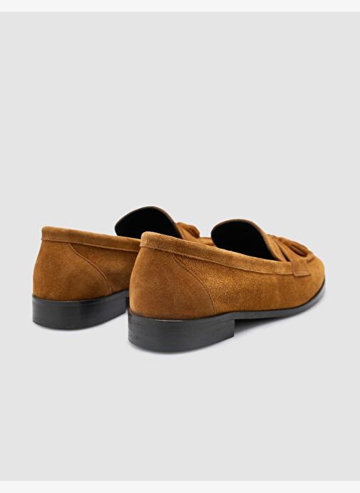 %100 Hakiki Deri Taba Süet Kadın Loafer - Görsel 4