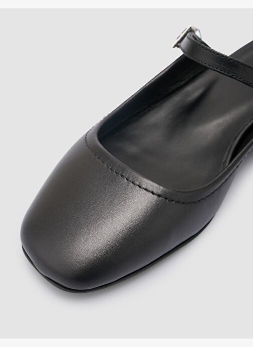 %100 Hakiki Deri Siyah Kadın Babet - Görsel 9