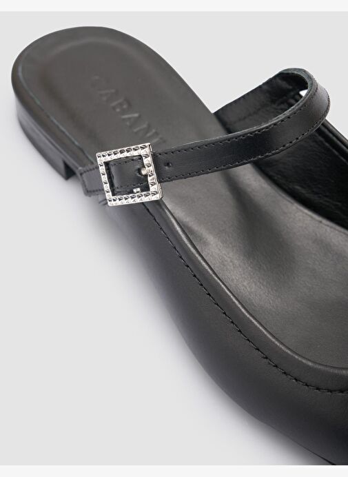 %100 Hakiki Deri Siyah Kadın Babet - Görsel 8