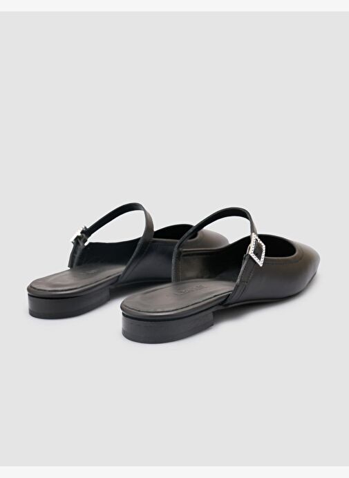 %100 Hakiki Deri Siyah Kadın Babet - Görsel 5