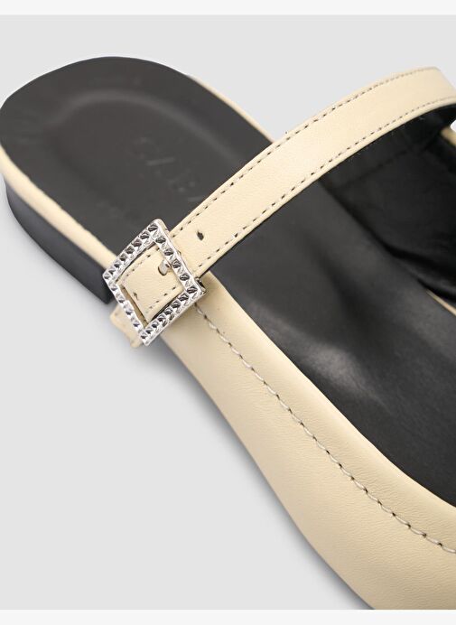 %100 Hakiki Deri Bej Kadın Babet - Görsel 7