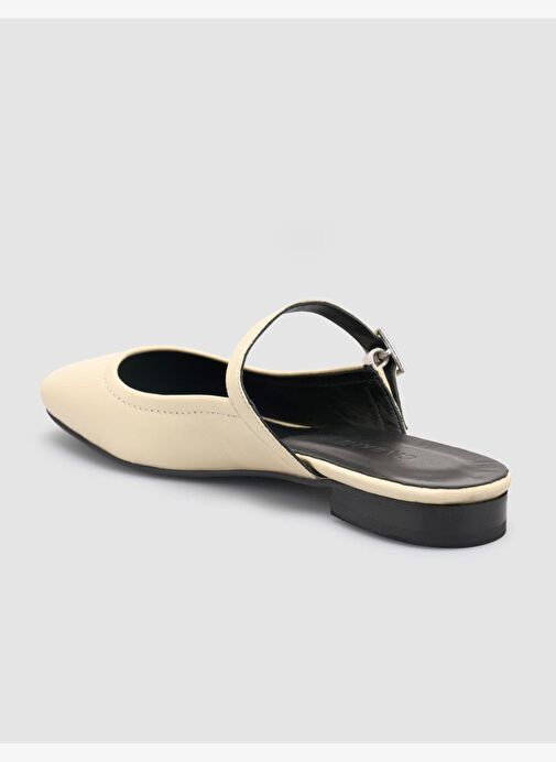 %100 Hakiki Deri Bej Kadın Babet - Görsel 6