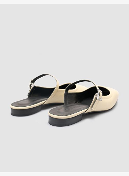 %100 Hakiki Deri Bej Kadın Babet - Görsel 4