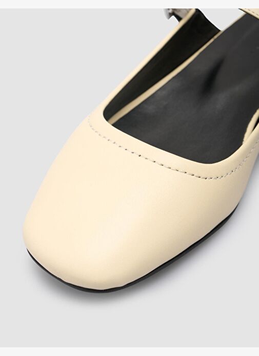 %100 Hakiki Deri Bej Kadın Babet - Görsel 8