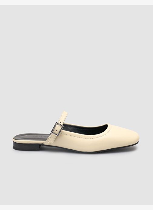 %100 Hakiki Deri Bej Kadın Babet - Görsel 2