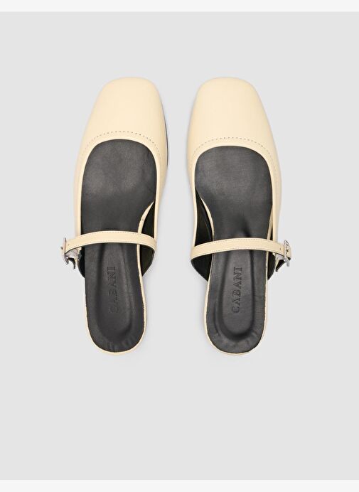 %100 Hakiki Deri Bej Kadın Babet - Görsel 5