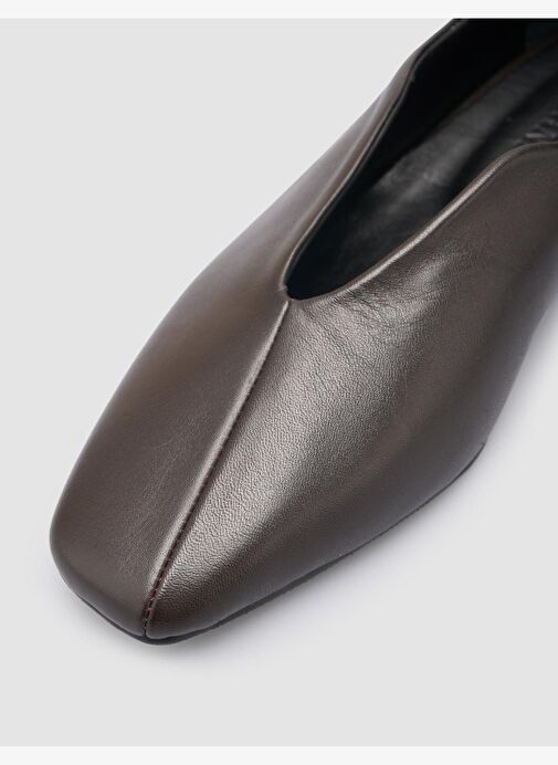 %100 Hakiki Deri Kahverengi Kadın Babet - Görsel 9