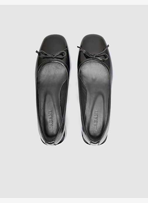 %100 Hakiki Deri Siyah Kadın Babet - Görsel 5