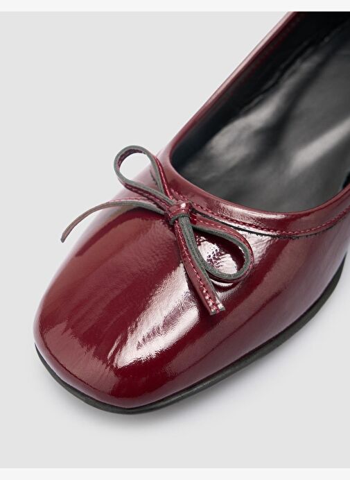 %100 Hakiki Deri Bordo Kadın Babet - Görsel 8