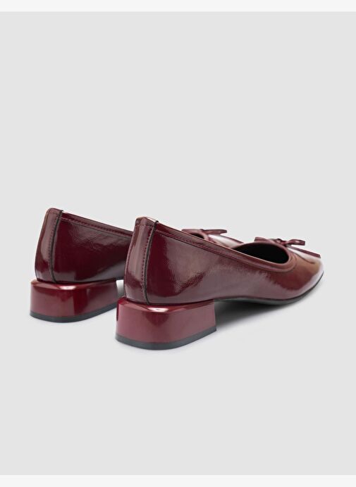 %100 Hakiki Deri Bordo Kadın Babet - Görsel 4