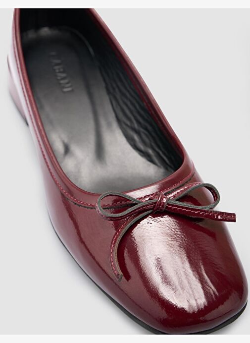 %100 Hakiki Deri Bordo Kadın Babet - Görsel 7