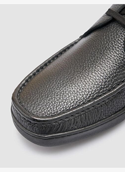 %100 Hakiki Deri Siyah Erkek Günlük Ayakkabı - Görsel 8