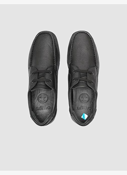 %100 Hakiki Deri Siyah Erkek Günlük Ayakkabı - Görsel 5