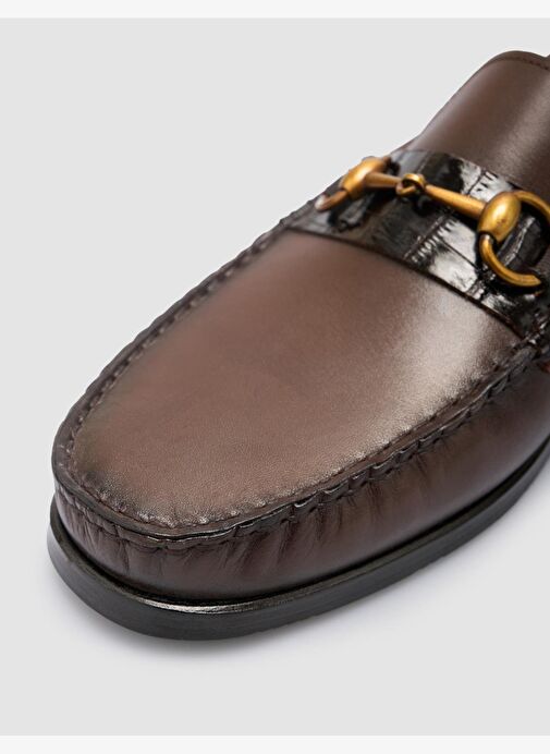 %100 Hakiki Deri Kahverengi Erkek Klasik Ayakkabı - Görsel 8