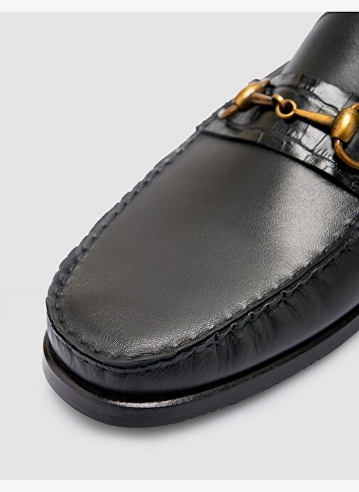 %100 Hakiki Deri Siyah Erkek Loafer - Görsel 8