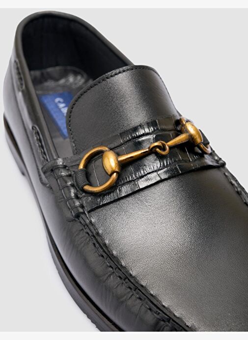 %100 Hakiki Deri Siyah Erkek Loafer - Görsel 7