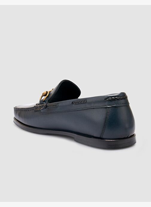 %100 Hakiki Deri Lacivert Erkek Klasik Ayakkabı - Görsel 6