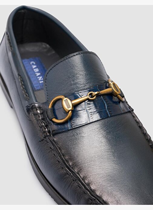 %100 Hakiki Deri Lacivert Erkek Klasik Ayakkabı - Görsel 7